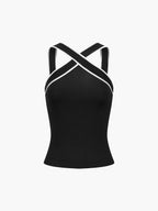 Contrast Trim Strap Knit Top