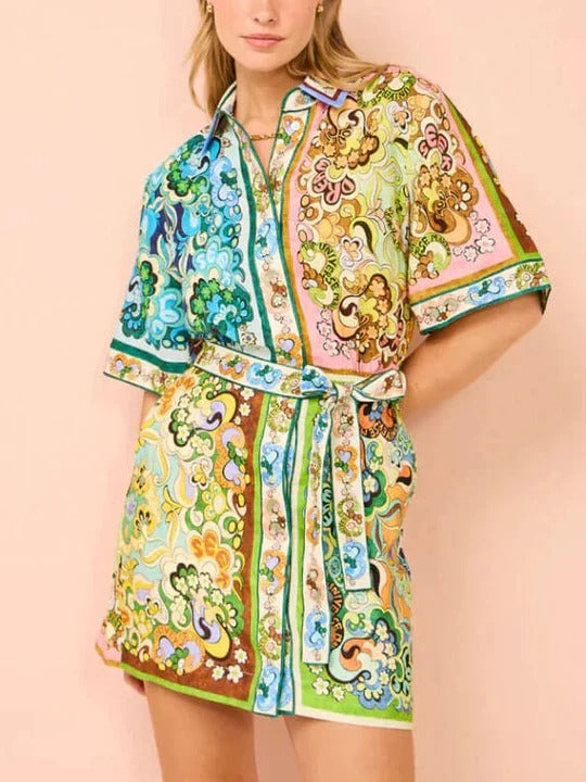 Vintage Mosaic Shirt Dress