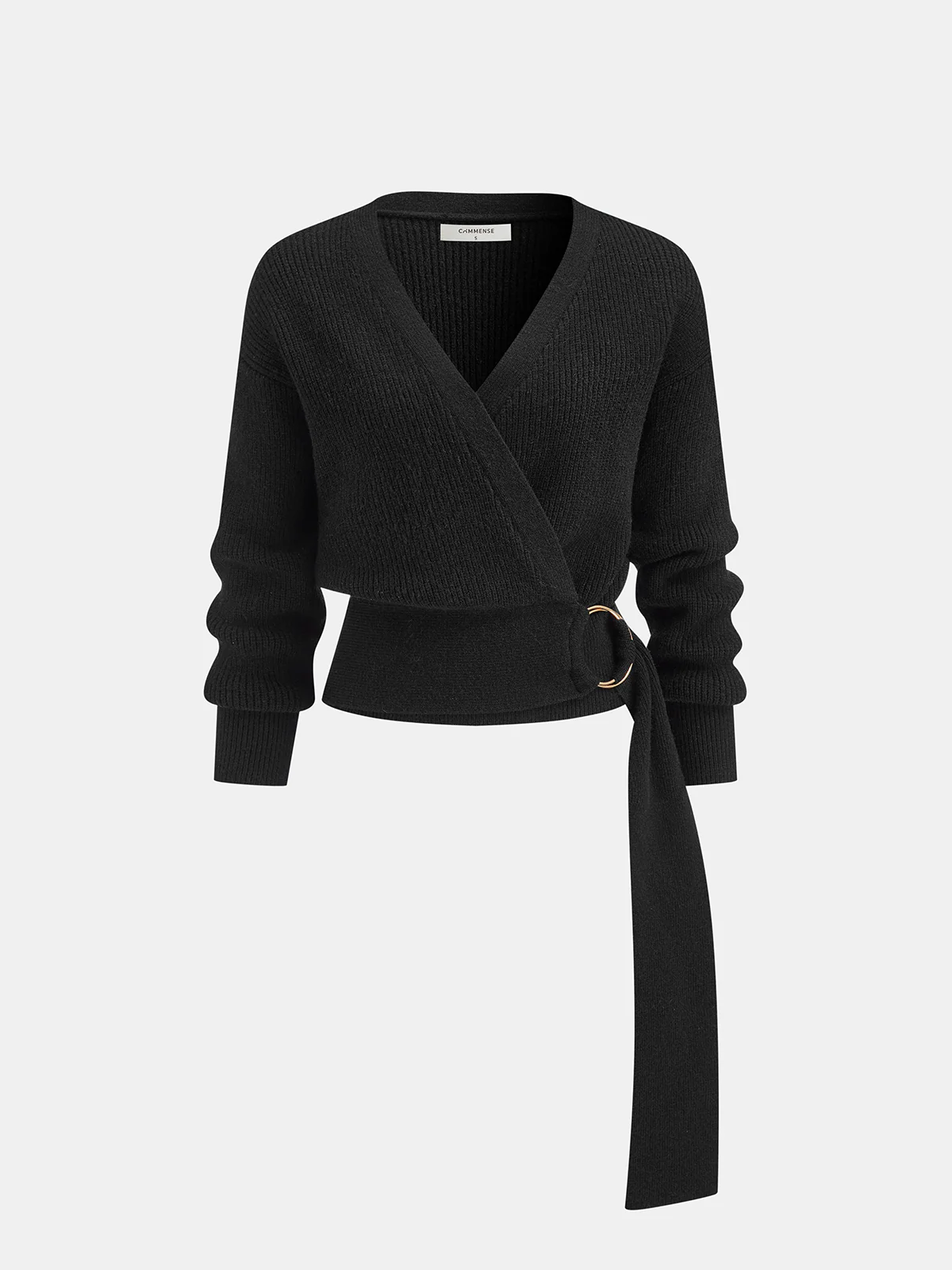 Metal Ring Knit Wrap Cardigan
