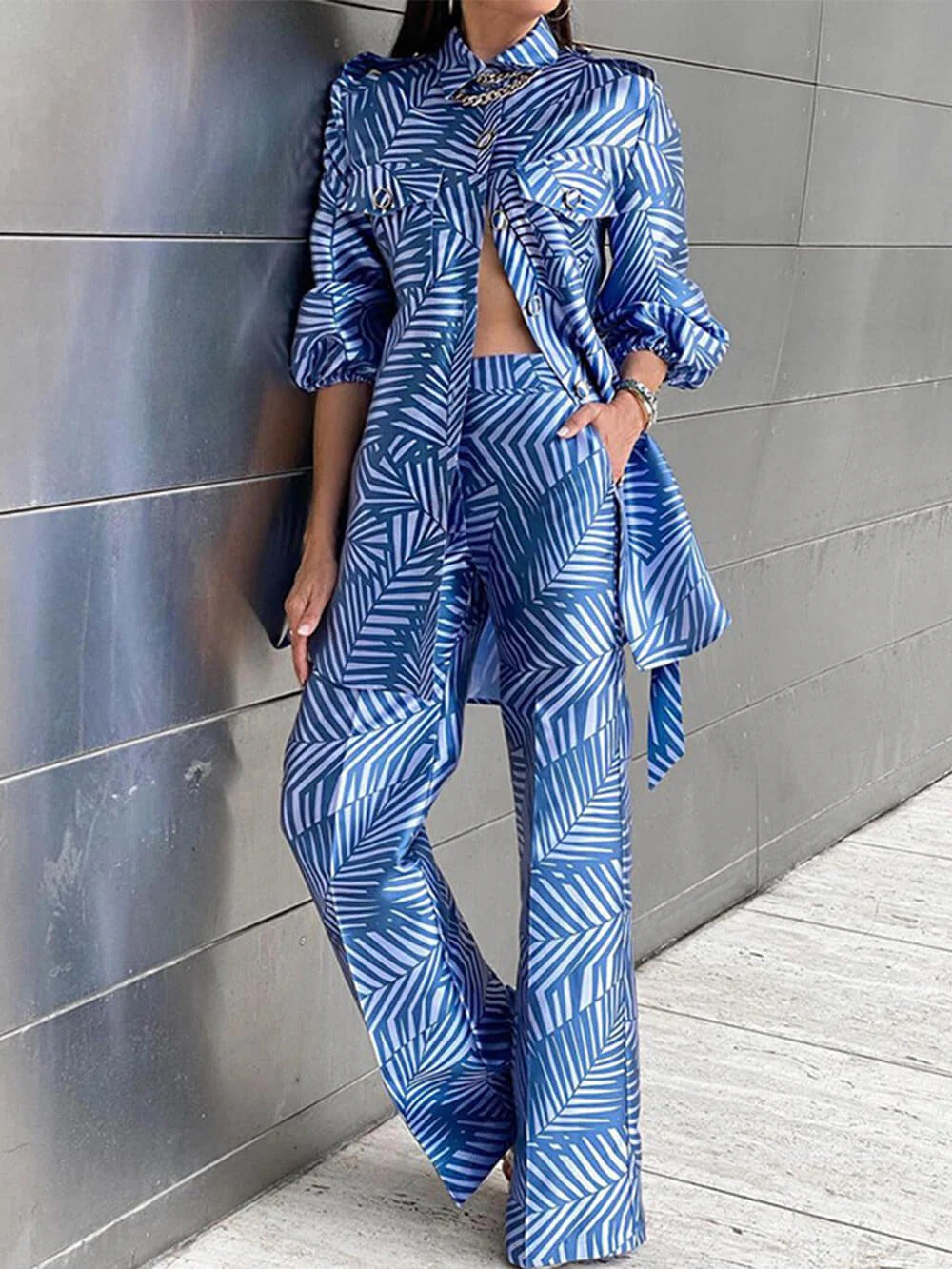 Blue Palm Luxe Pants Set