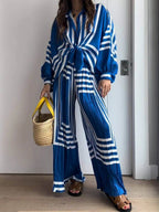 Ocean Stripe Flow Pants Set