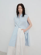 Sleeveless Relaxed Button-Up Blouse