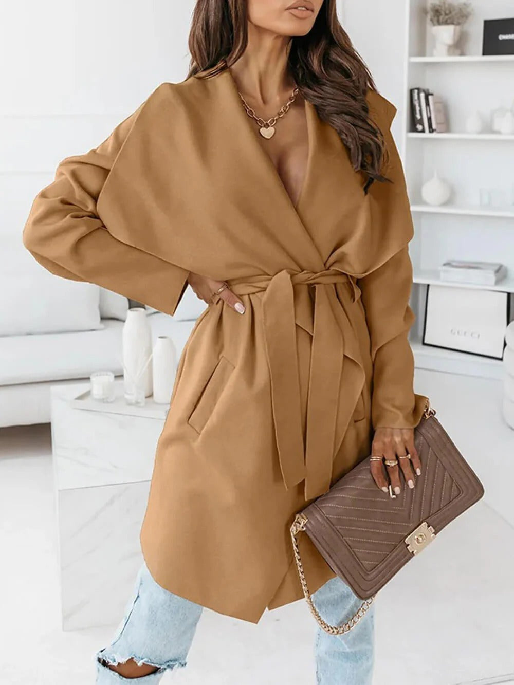 Elegant Belted Wrap Cardigan