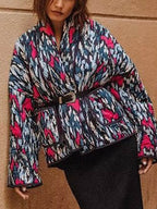 Abstract Print Quilted Cardigan