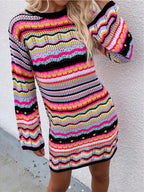 Colorful Knit Sweater Dress