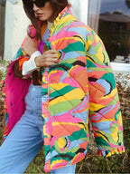 Rainbow Print Quilted Cardigan