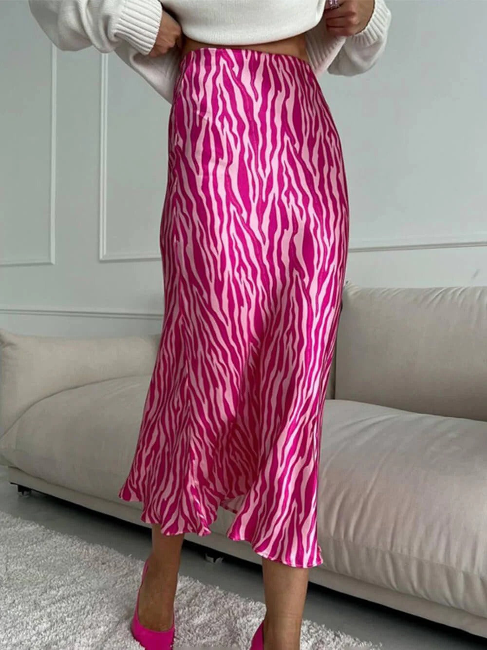 Pink Pulse Satin Skirt