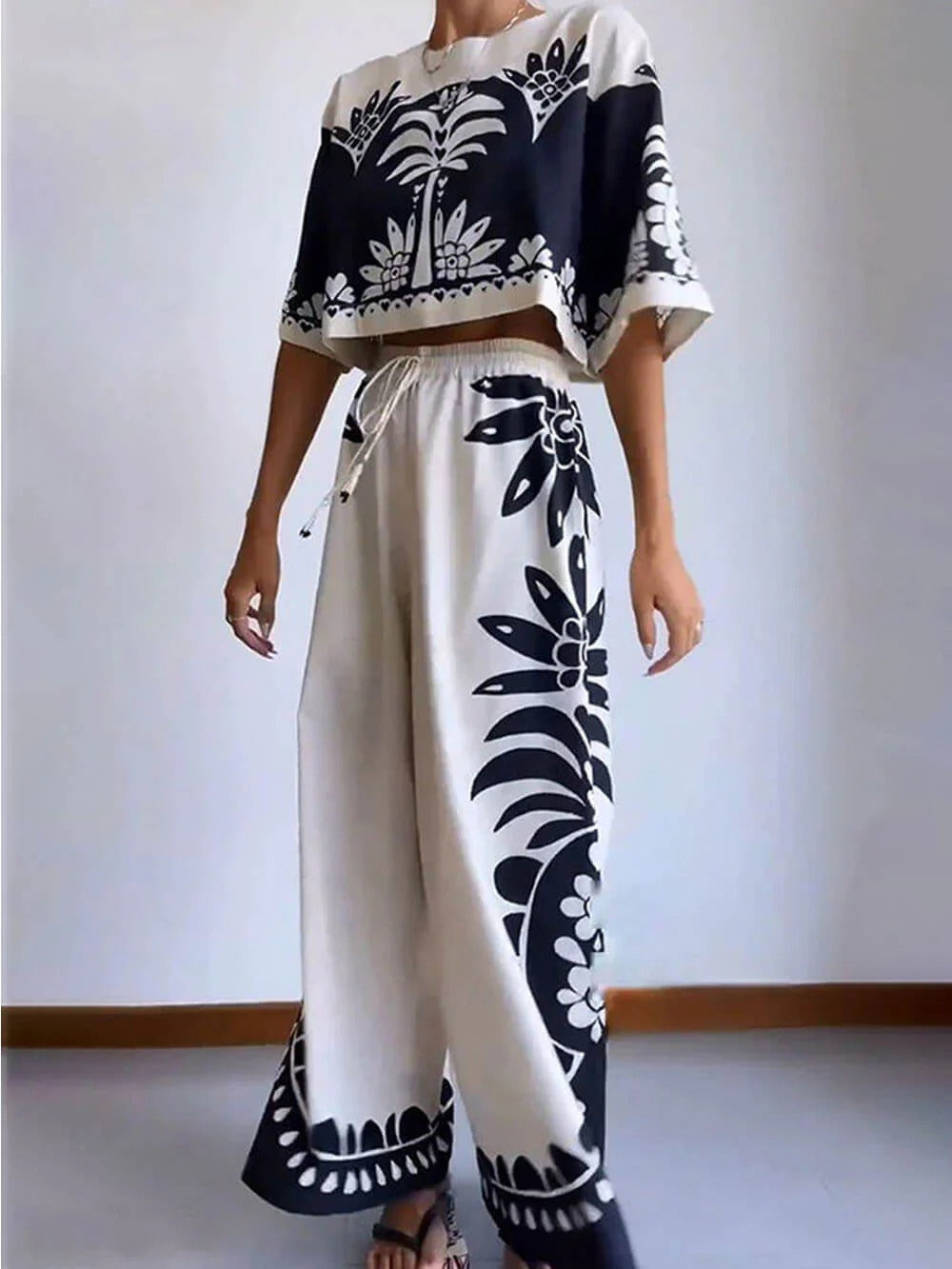 Midnight Contrast Pants Set