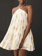 Golden Glow Halter Dress