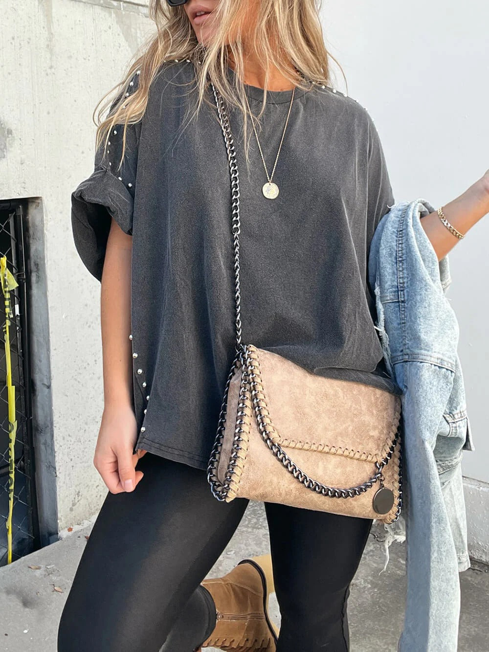 Studded Oversized Casual Tee
