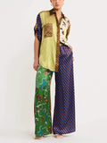 Women’s Luxe Mixed Print Wide-Leg Pants Set