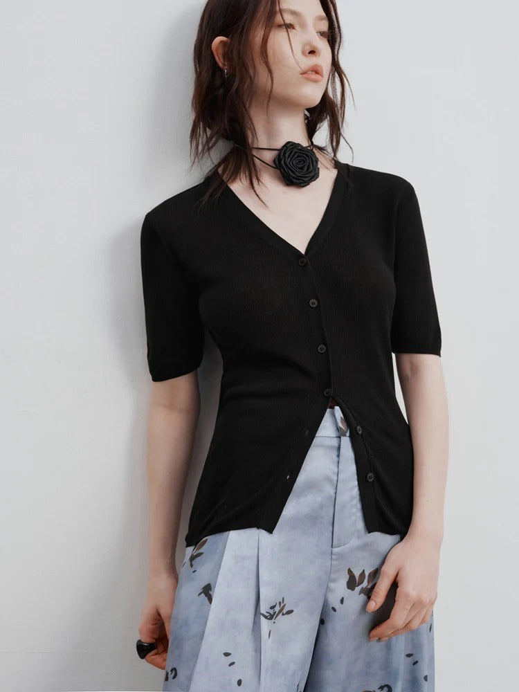 Chic Button-Up Knit Top