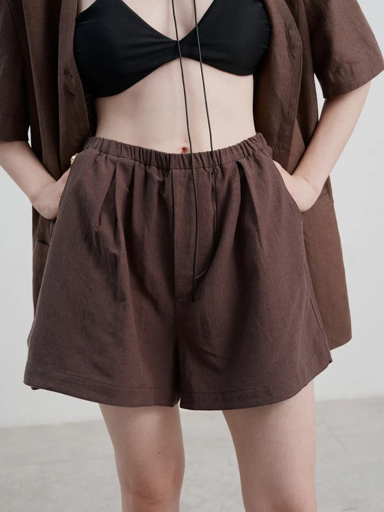Cocoa Linen Shorts Set