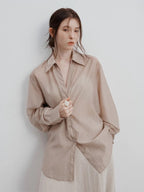 Minimal Satin Button-Up Blouse
