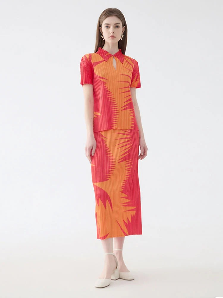 Sunset Aura Pleated Set