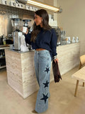 Women’s Star Detail Wide-Leg Jeans
