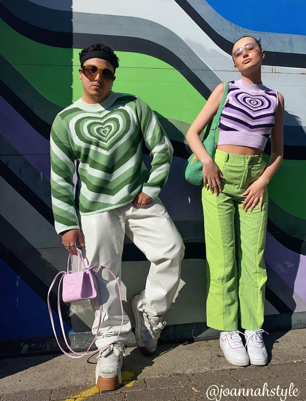 Green Heart Pattern Knit Sweater