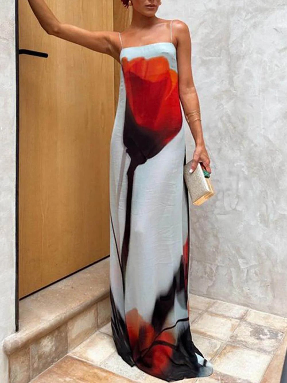 Crimson Flow Maxi Dress