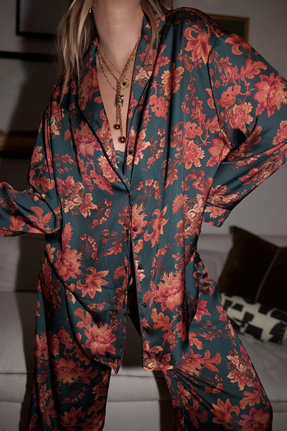Midnight Bloom Luxe Pajama Set