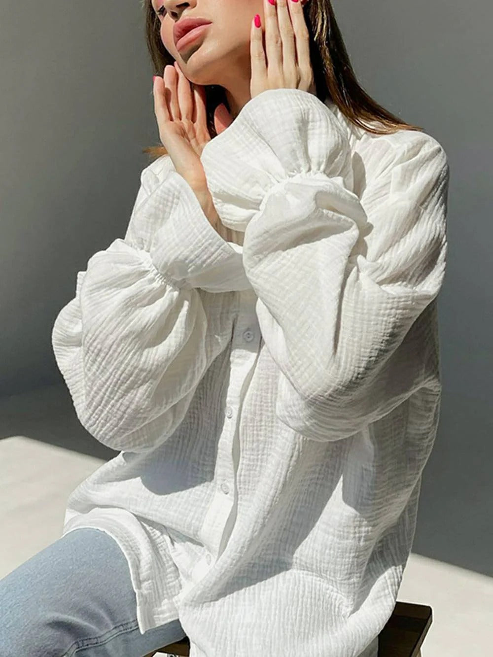 Soft Linen Relaxed White Blouse