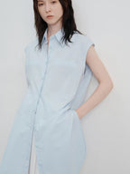 Sleeveless Relaxed Button-Up Blouse