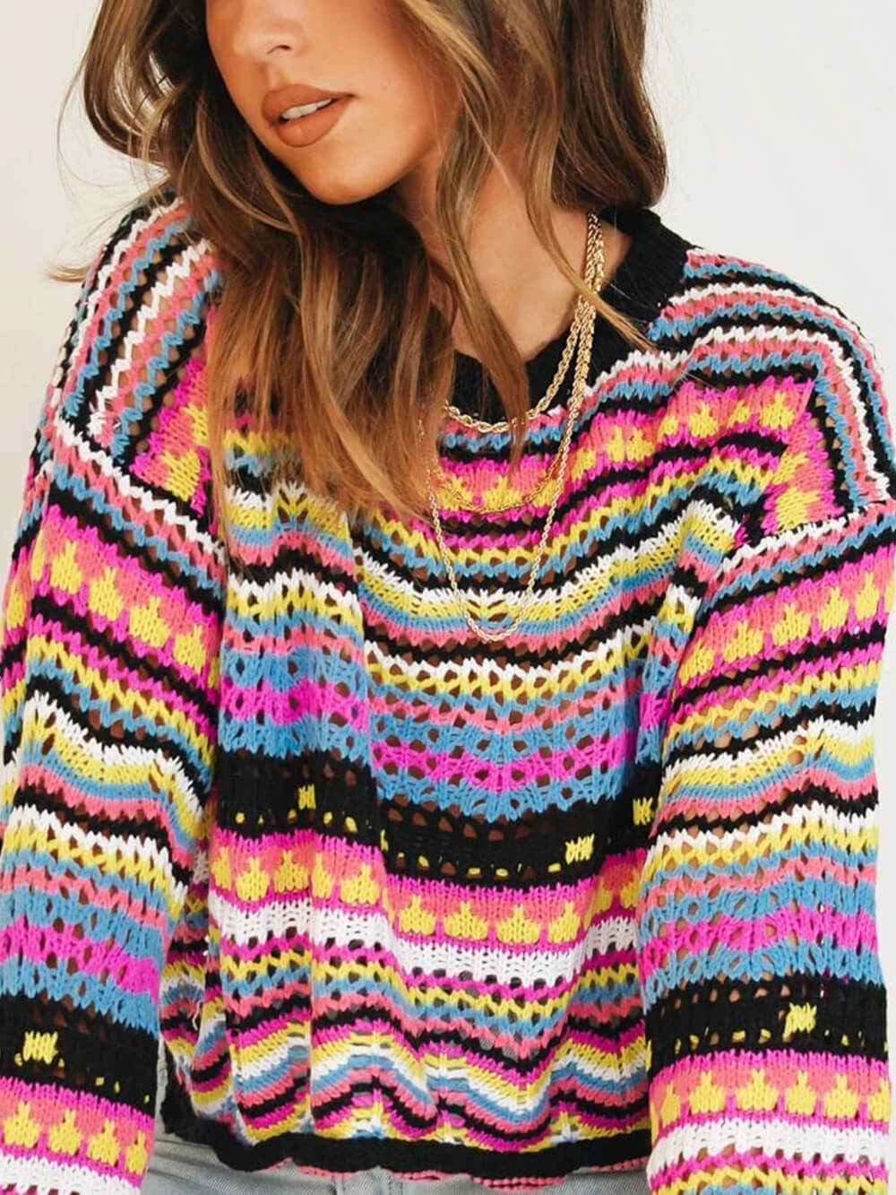 Colorful Striped Knit Sweater