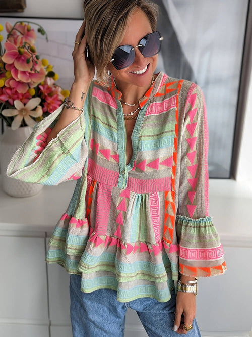 Boho Print Flowy Blouse
