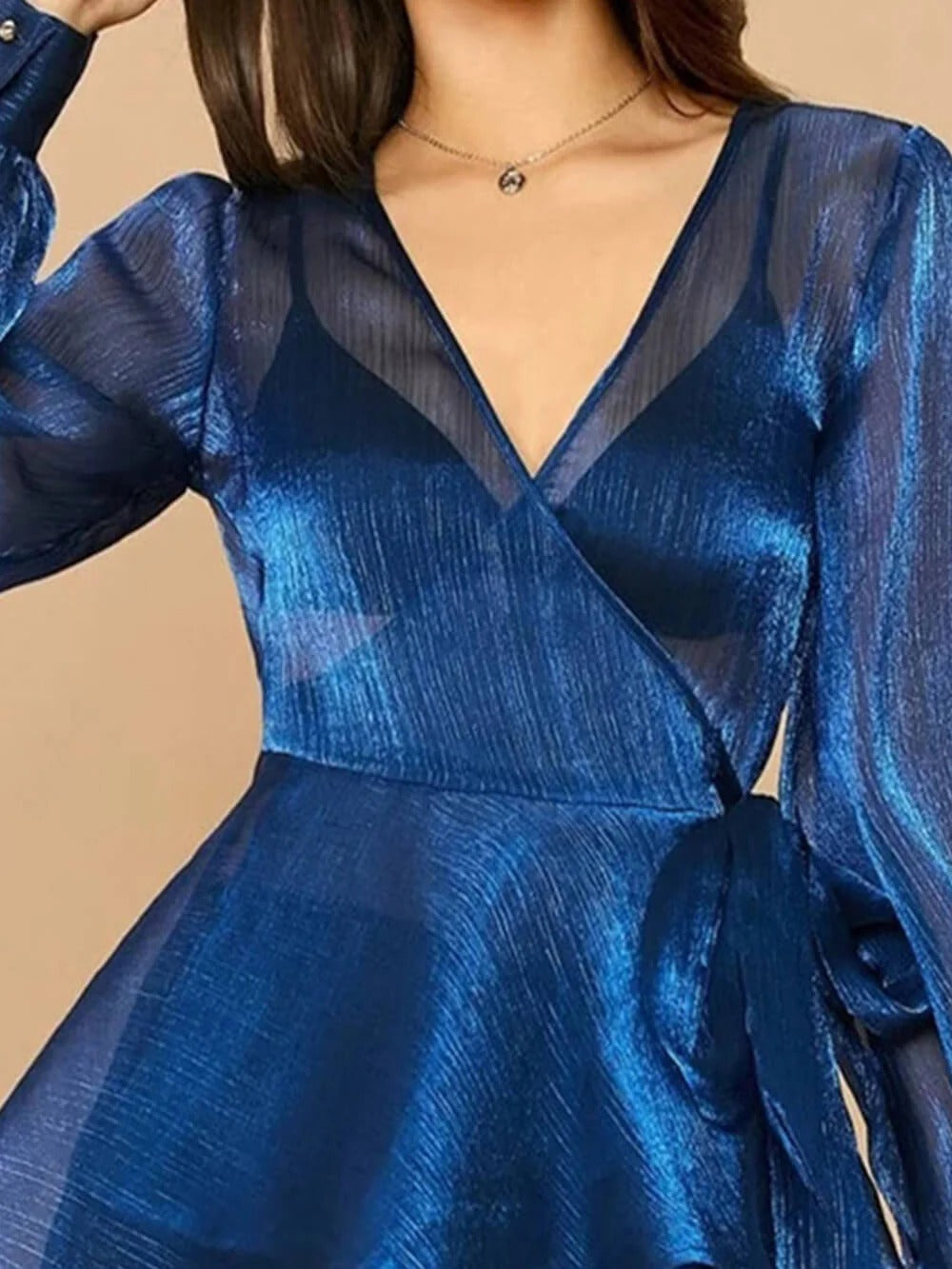 Sheer Wrap Peplum Top