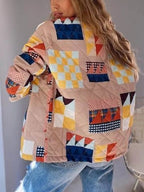 Colorblock Patchwork Quilted Cardigan