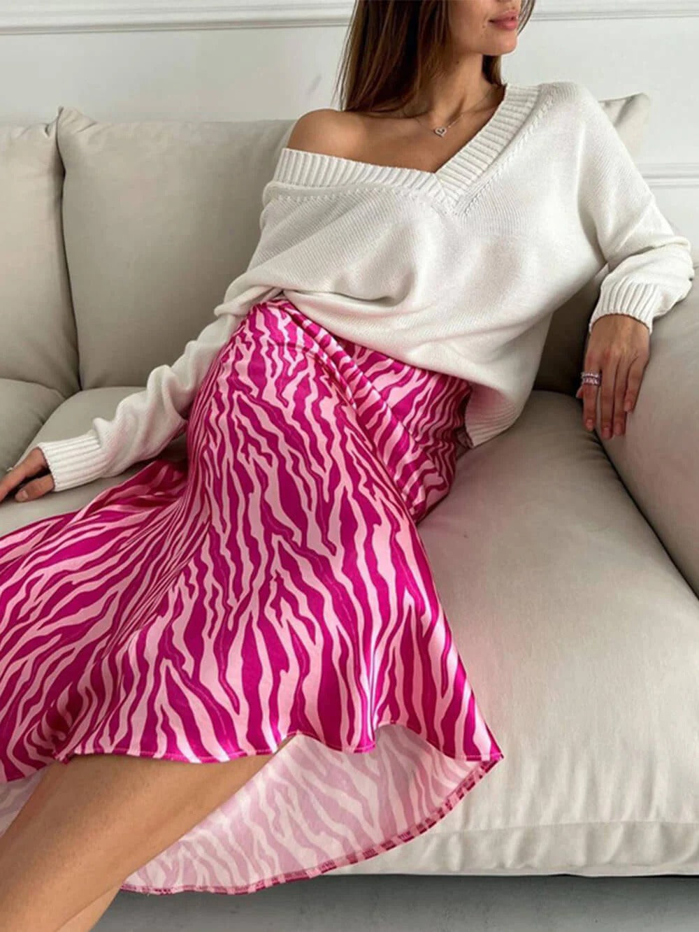 Pink Pulse Satin Skirt