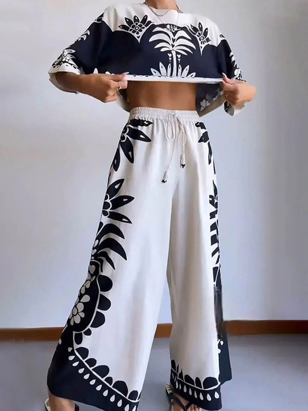 Midnight Contrast Pants Set