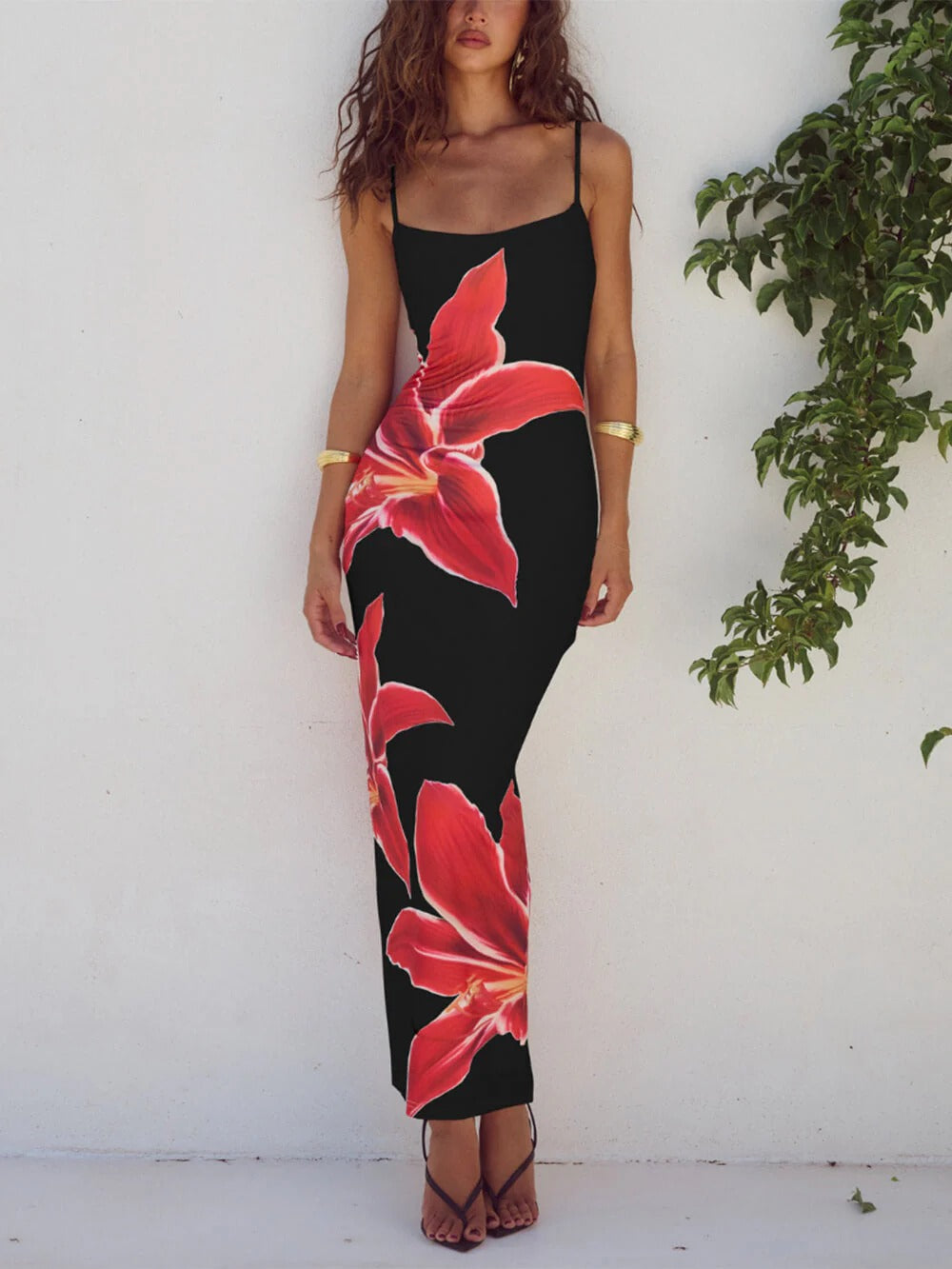 Scarlet Bloom Maxi Dress