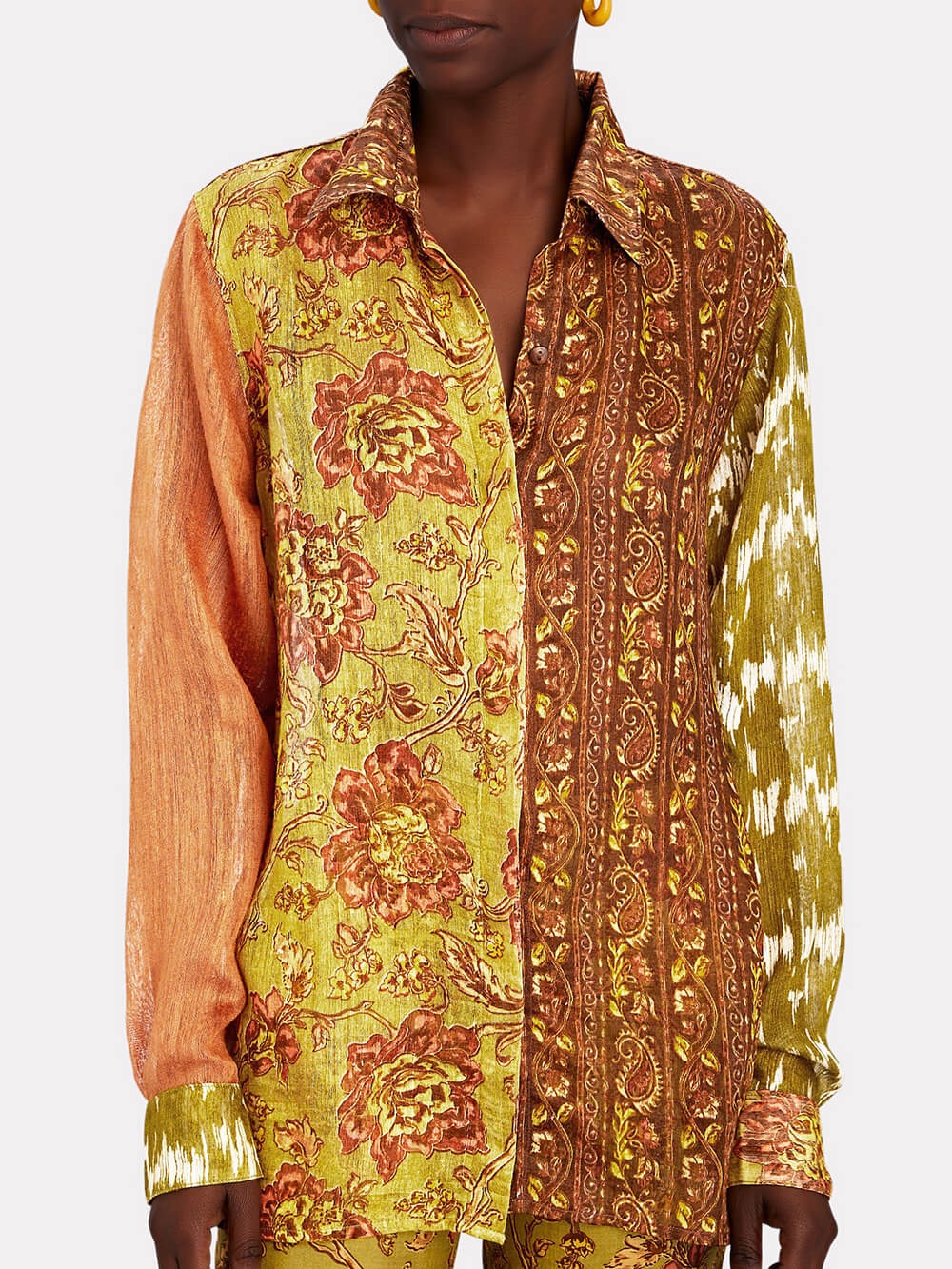Vintage Mixed Print Blouse