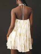 Golden Glow Halter Dress