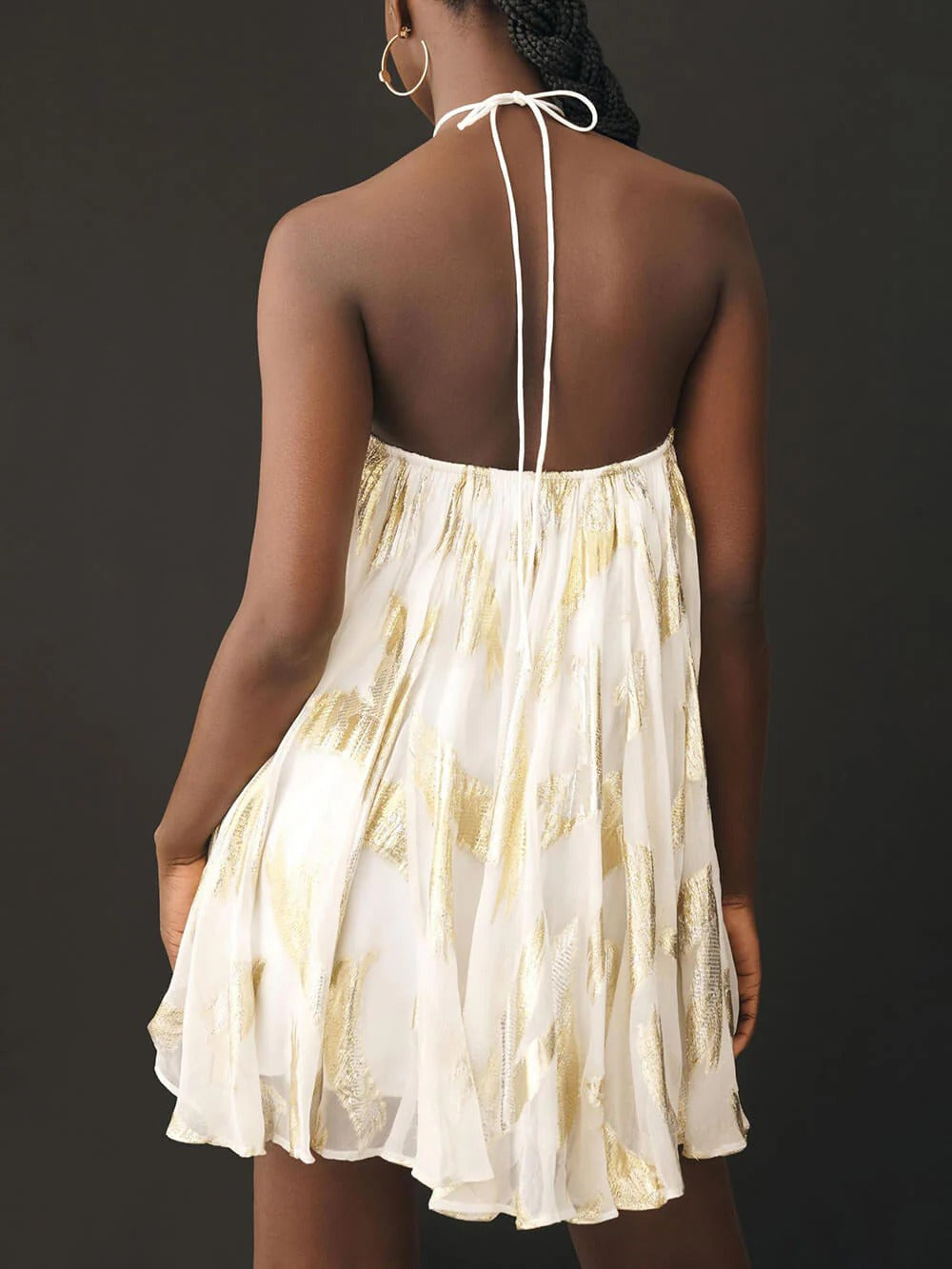 Golden Glow Halter Dress