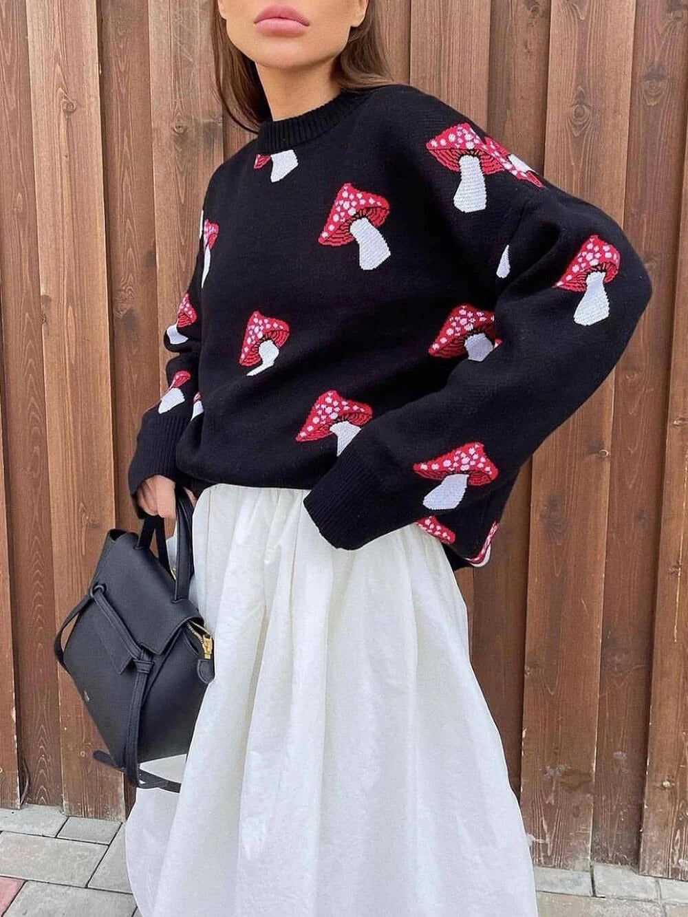 Mushroom Print Knit Sweater