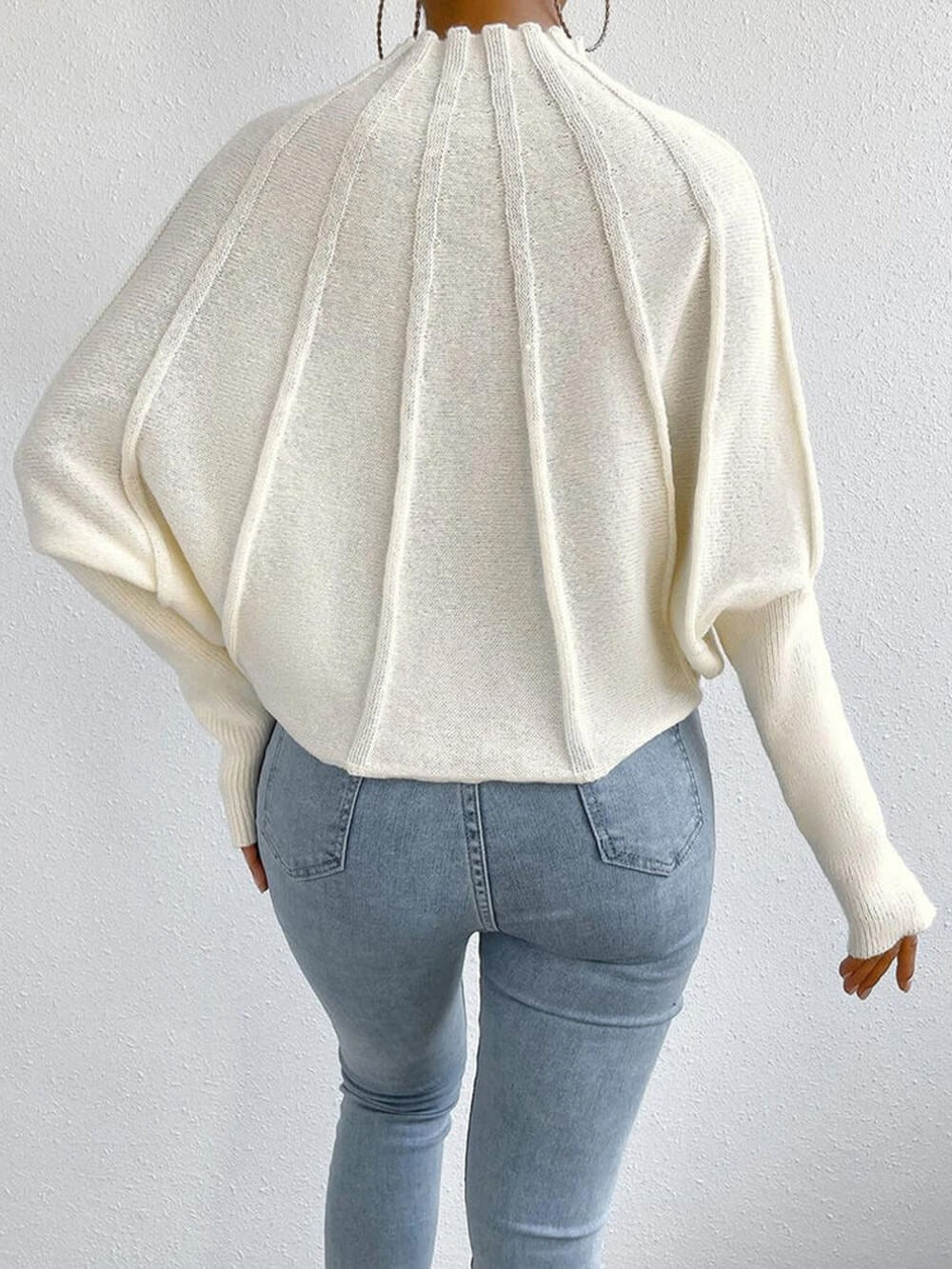 Ribbed High Neck Knit Sweater