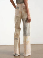 Women’s Artistic Patchwork Wide-Leg Jeans