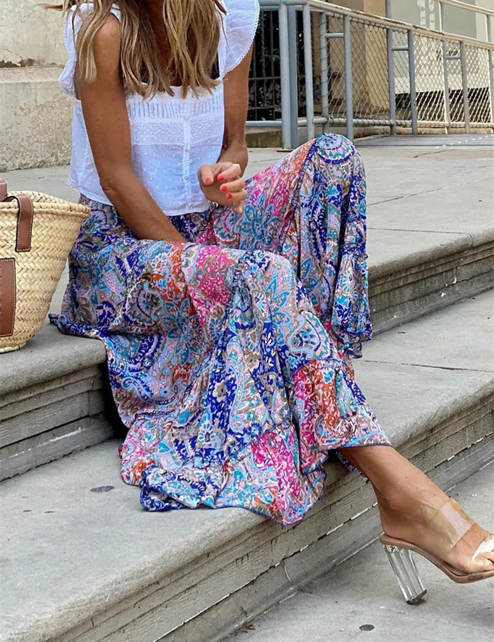Sunset Paisley Maxi Skirt