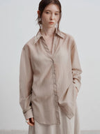 Minimal Satin Button-Up Blouse