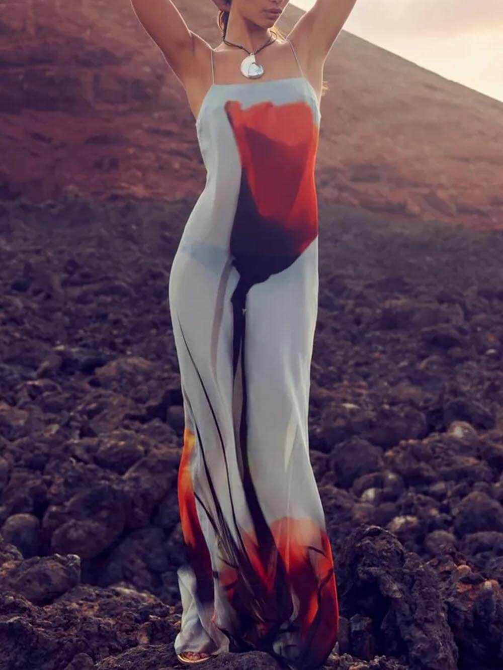 Crimson Flow Maxi Dress