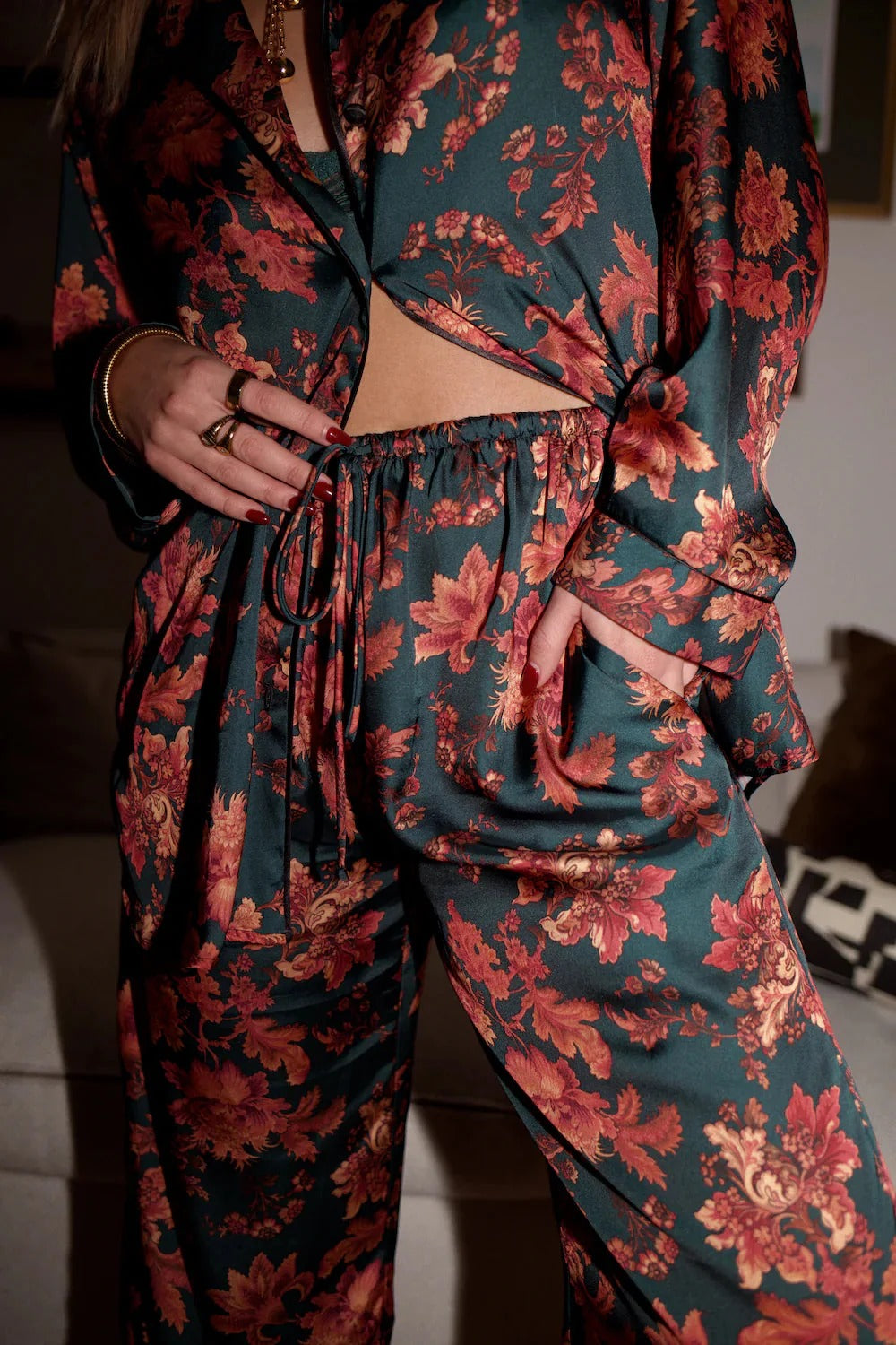 Midnight Bloom Luxe Pajama Set