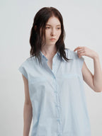 Sleeveless Relaxed Button-Up Blouse