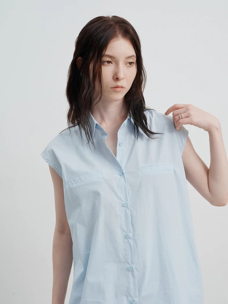 Sleeveless Relaxed Button-Up Blouse