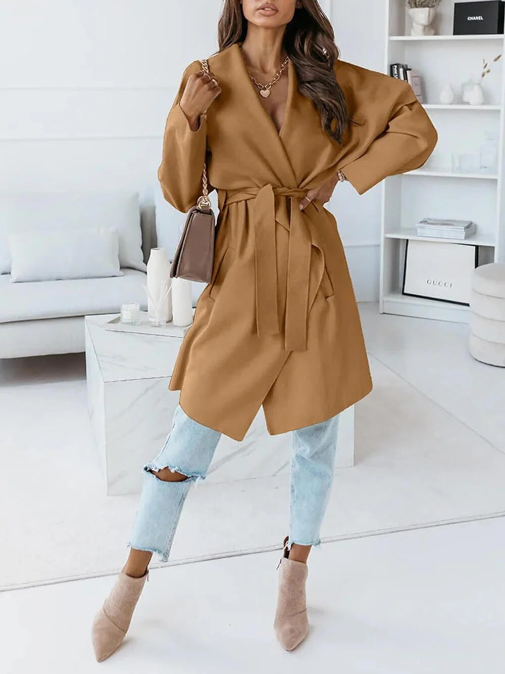 Elegant Belted Wrap Cardigan