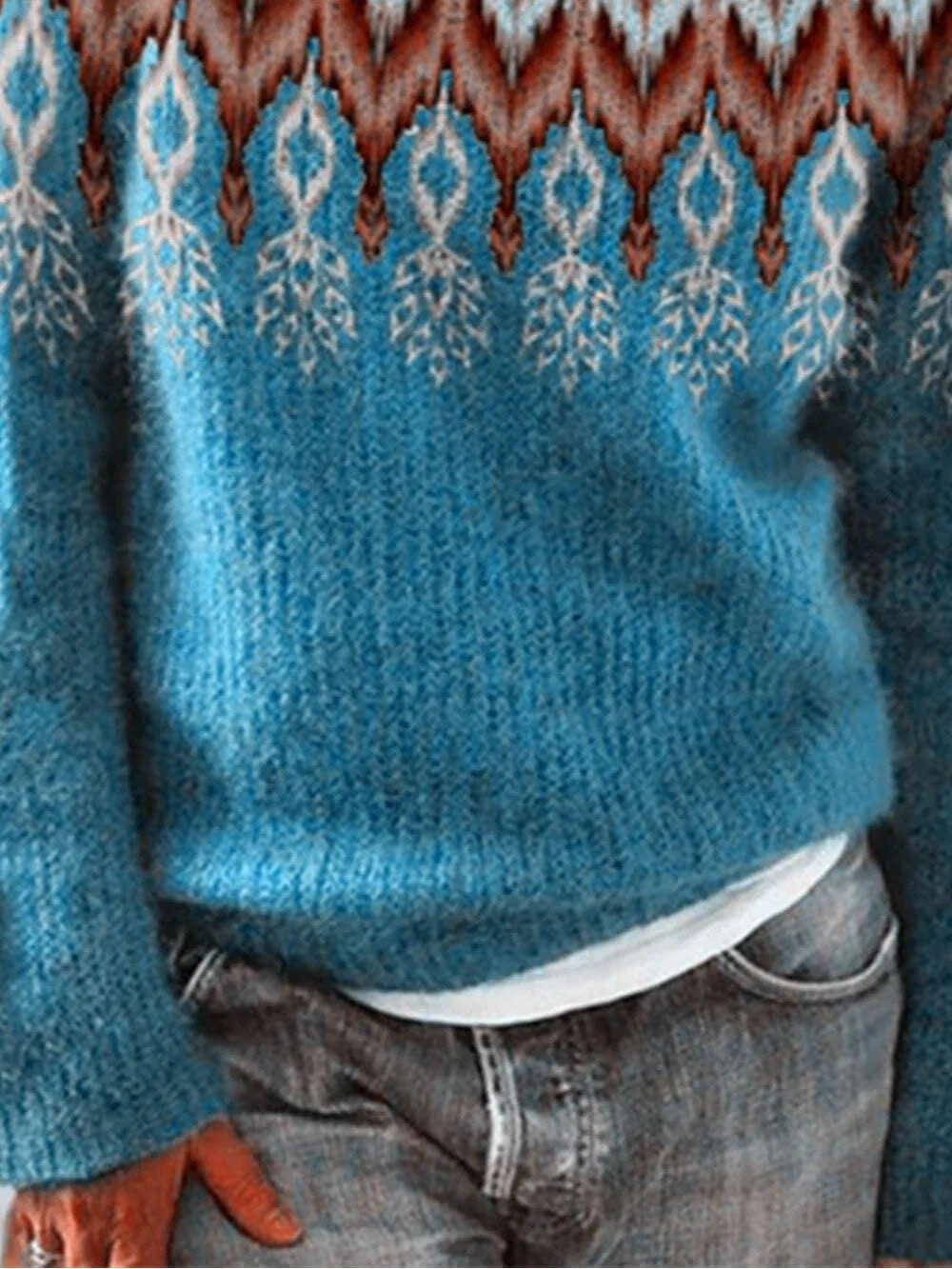 Boho Nordic Pattern Knit Sweater