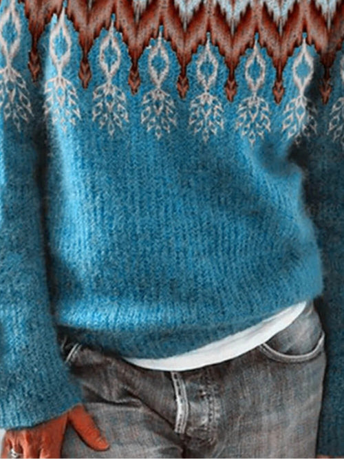 Boho Nordic Pattern Knit Sweater