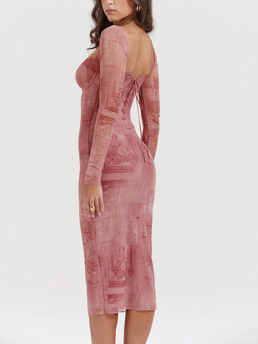 Rosé Sculpt Midi Dress