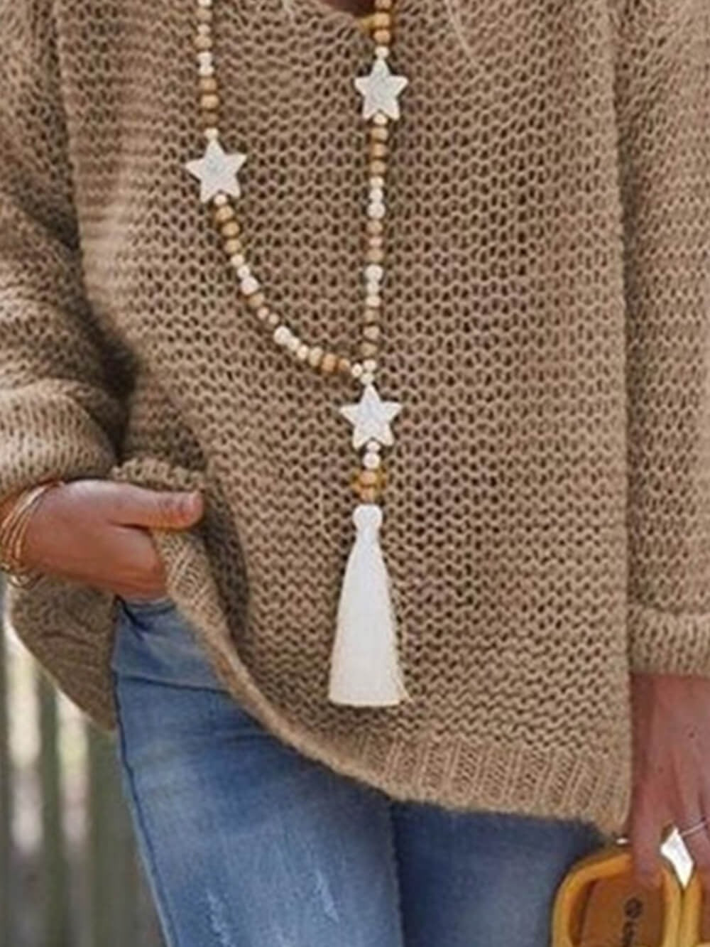 Boho Loose Knit V-Neck Sweater
