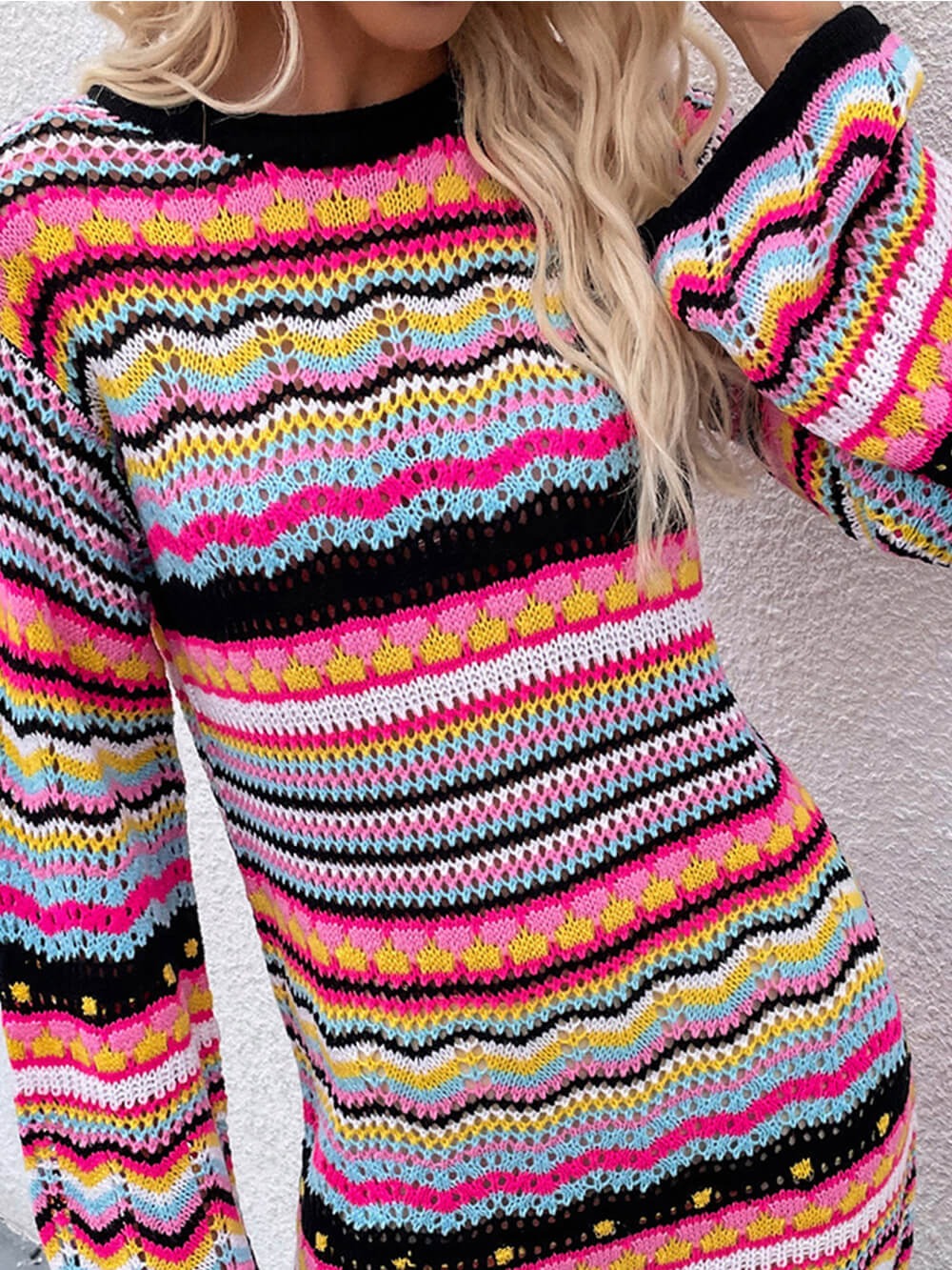 Colorful Knit Sweater Dress